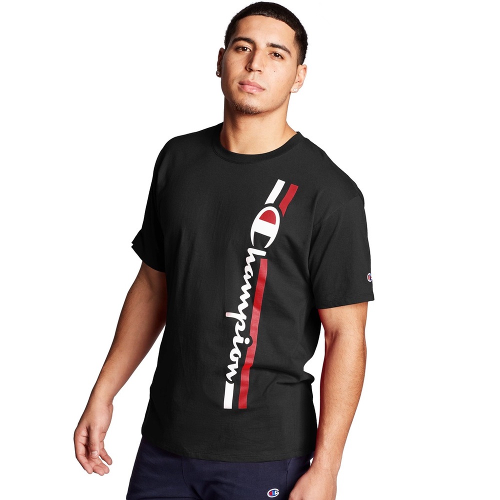 Champion Men's T-Shirt Vertical Script Logo